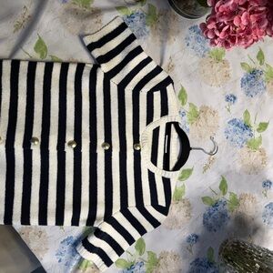 Sage the label brand new Daphne medium Navy and White Striped Button-Up Sweater